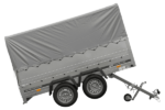 2-Achs Pkw-Anhänger UNITRAILER GARDEN TRAILER 264/2 KIPP mit Stützrad, Bordwandaufsatz, H-800 Rahmen und grauer Plane – Bild 3